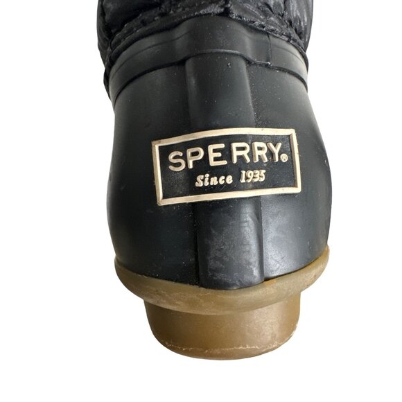 Sperry Womens Saltwater Duck Boots Black Leather Waterproof Size 9 Outdoor Shoe - Picture 7 of 12